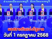 ผลสลากกินแบ่งรัฐบาล วันที่ 1 กรกฎาคม 2568