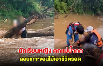 ระทึก! นักเรียนหญิง ตกแม่น้ำกก ลอยเกาะขอนไม้เอาชีวิตรอด