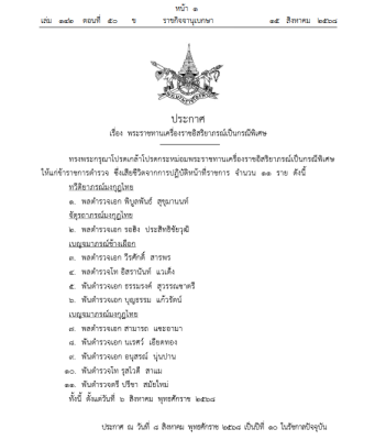 โปรดเกล้าฯ พระราชทานเครื่องราชอิสริยาภรณ์ เป็นกรณีพิเศษ 11 ราย