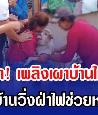 สุดระทึก! เพลิงเผาบ้านไม้ 2 ชั้น เจ้าของบ้านวิ่งฝ่าไฟช่วยหมาสุดรัก