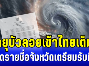 พายุบัวลอยเข้าไทยเต็ม ๆ กรมอุตุฯ ประกาศ ฉบับที่ 4 เผยรายชื่อจังหวัดเตรียมรับมือ