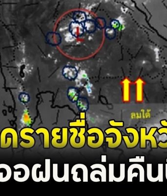 เปิดรายชื่อจังหวัด เจอฝนถล่มคืนนี้