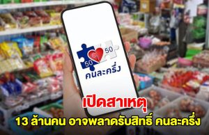 เปิดสาเหตุ 13 ล้านคน อาจพลาดรับสิทธิ์ โครงการคนละครึ่ง2568