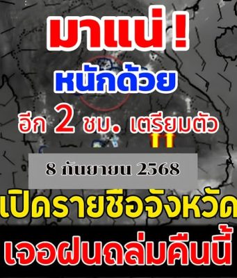 เปิดรายชื่อจังหวัด เจอฝนถล่มคืนนี้