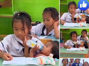 ครูขา หนูพาน้องมาเรียนด้วยได้มั้ย แม่ไปทำงานหนูเลยต้องเลี้ยงน้อง หนูไม่อยากขาดเรียนเลยพามาด้วย