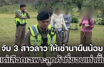 จับ 3 สาวลาว ให้เช่านาผืนน้อย โดยจะมีคนหางานมาให้ แต่จะเลือกเฉพาะลูกค้าที่ชอบเท่านั้น ถึงจะยอมให้บริการ