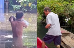 “ลุงเชน” พิการแขน-ขาเผยเหตุไม่กล้าลงเรือ เดินลุยน้ำท่วมเข้า-ออกบ้านทุกวัน
