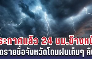 กรมอุตุฯ ประกาศแล้ว 24 ชม. ข้างหน้า ทั้งเย็น-ทั้งฝน เปิดรายชื่อจังหวัดโดนฝนเต็มๆ คืนนี้