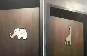 ข้าศึกบุก! จะเข้าห้องน้ำห้างฯ ผงะเจอสัญลักษณ์ “ช้าง” กับ “ยีราฟ” ต้องแยกชาย-หญิงยังไง?