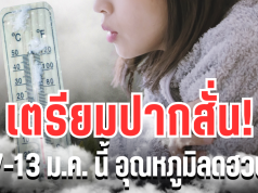 เตรียมปากสั่น! กรมอุตุฯ ประกาศเเล้ว 7 – 13 ม.ค. นี้ อุณหภูมิลดฮวบ เปิดพื้นที่โดนเต็ม ๆ
