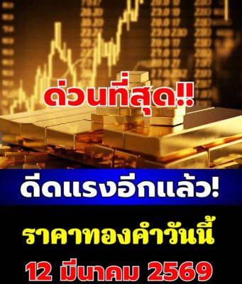 ประกาศแล้ว! ราคาทองคำวันนี้ 12 มีนาคม 2569