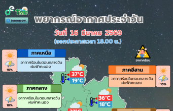 ประกาศเเล้ว! กรมอุตุฯ เปิดรายชื่อ 30 จังหวัด โดนฝนฟ้าคะนองถล่มเต็มๆ คืนนี้