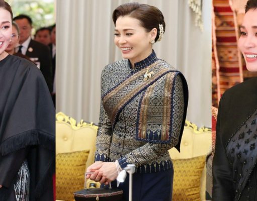 ฉลองพระองค์ พระราชินี เยือนสปป.ลาว ผ้าไหมมัดหมี่ลายก้างปลา งามจับใจ