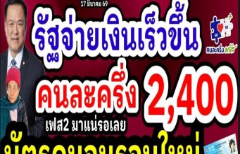 แจกเงินคนละครึ่ง รัฐจ่ายเร็วขึ้น 2,000-2,400 ลงทะเบียนบัตรคนจนรอยใหม่ ผู้สูงอายุ ผู้พิการ เพิ่ม1,000