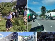 ระทึก! เกิดอุบัติเหตุรถบัส 2 ชั้นของวิทยาลัยนาฏศิลปนครศรีธรรมราช ชนกับรถพ่วง 18 ล้อ