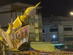 พายุถล่มขุขันธ์ซุ้มประตูเมืองพังยับขวางถนน 4 เลน โชคดีไร้เจ็บ