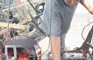 หวิดสลด! โชเฟอร์วัย 66 ขับกระบะไฟลุกวอด คาดไฟช็อตใต้พวงมาลัย