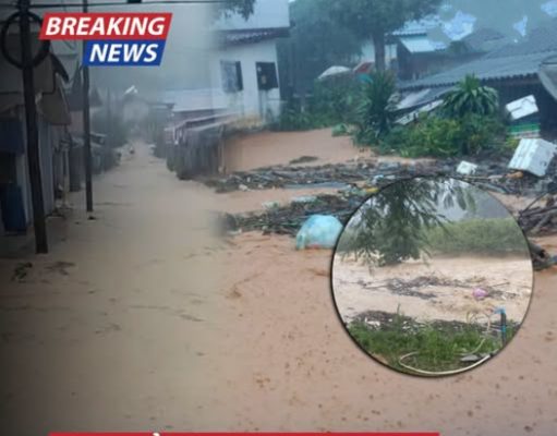 ด่วน! น้ำป่าทะลักท่วมแล้ว หลังฝนกระหน่ำเชียงของ-เทิง เส้นทางถูกตัดขาด