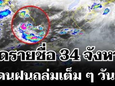 มาหนักแน่! กรมอุตุฯ ประกาศรายชื่อ 34 จังหวัดทั่วไทย โดนฝนถล่มเต็ม ๆ วันนี้