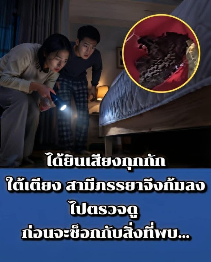 ได้ยินเสียงกุกกักใต้เตียง สามีภรรยาจึงก้มลงไปตรวจดู ก่อนจะช็อกกับสิ่งที่พบ…