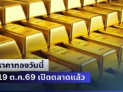 ปรับเพิ่มรับสัปดาห์ใหม่! ราคาทองวันนี้ 19 ต.ค.69 เปิดตลาดแล้ว