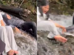 คลิปสุดสลด! สาววัย 25 นอนเล่นน้ำตก ถูกกระแสน้ำพัดตกหน้าผา เพื่อนคว้าไม่ทันร้องระงม!!